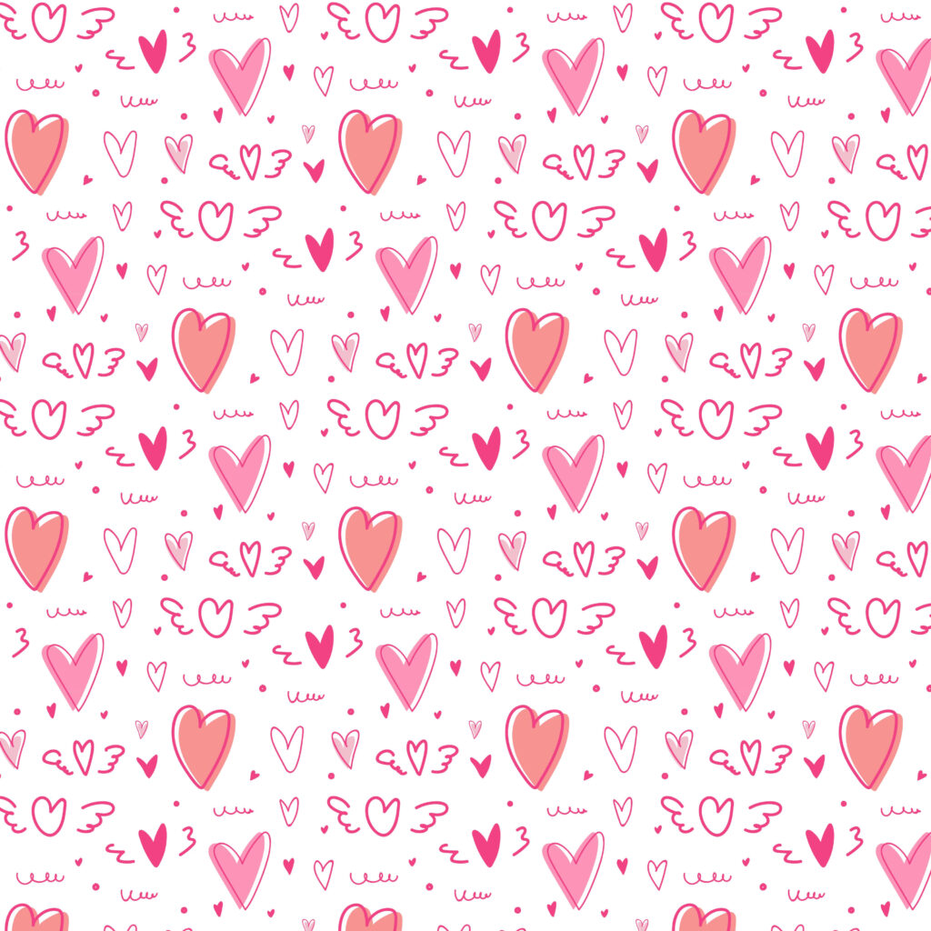 Charming Hand-Drawn Pink & Red Heart Wallpaper Background