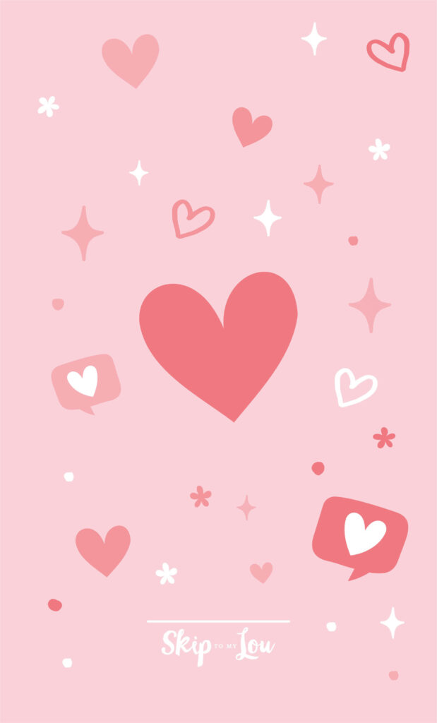 Charming Pink Heart Wallpaper: Romantic Design with Sparkles