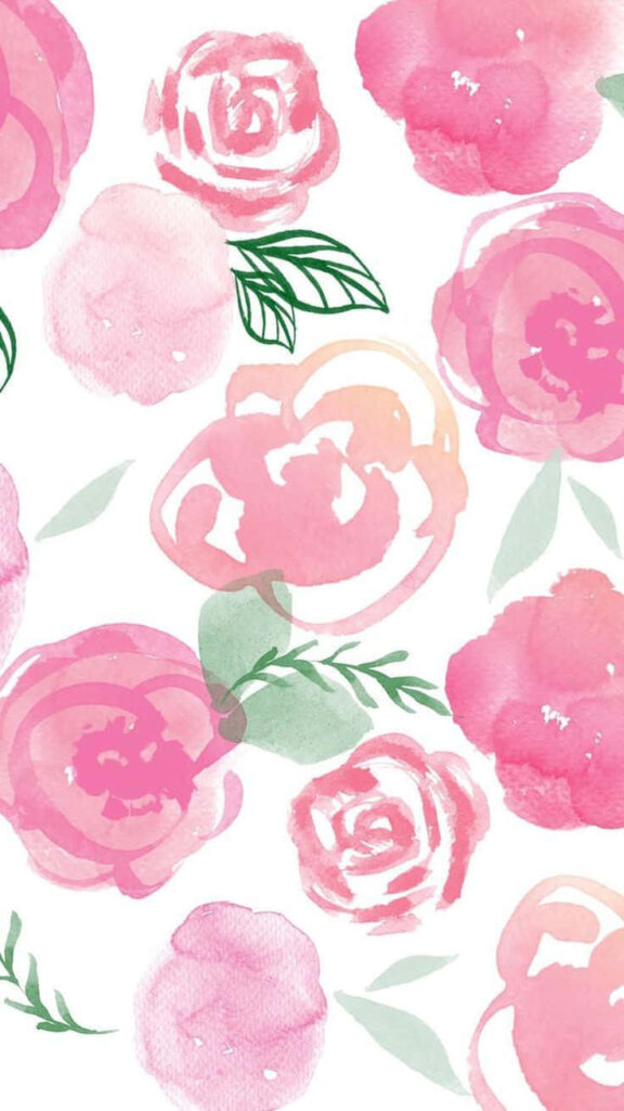 Charming Pink Roses Watercolor Wallpaper for a Delicate Aesthetic
