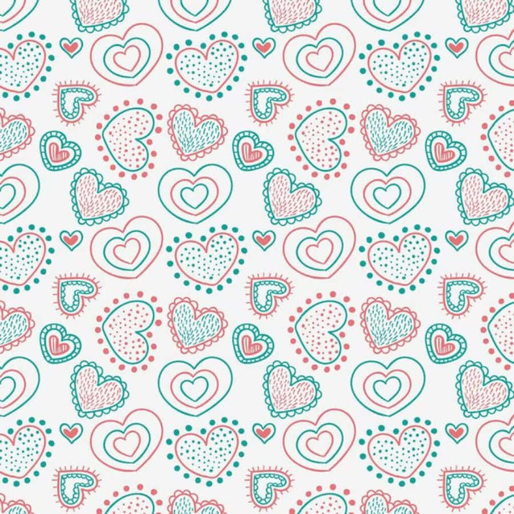 Charming Pink & Teal Heart Pattern Wallpaper Background