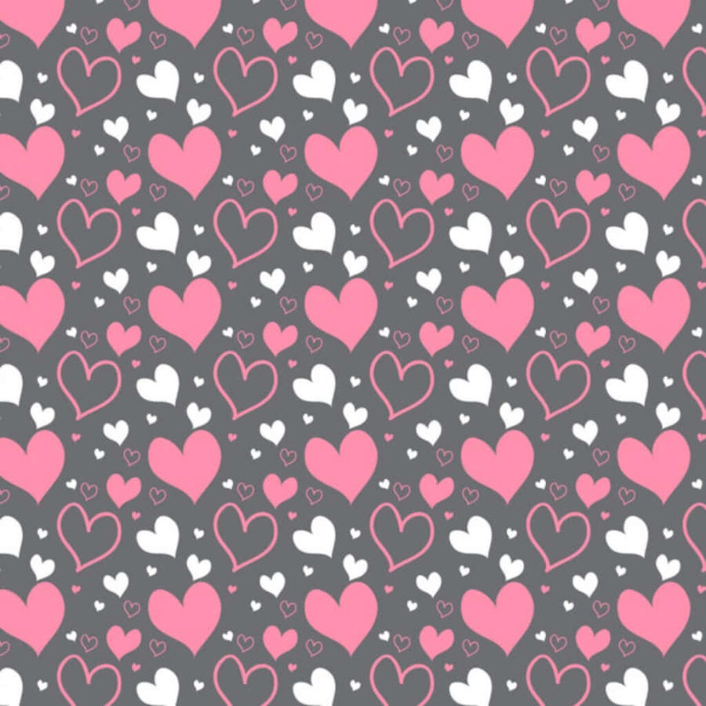 Charming Pink & White Heart Wallpaper on Gray Background
