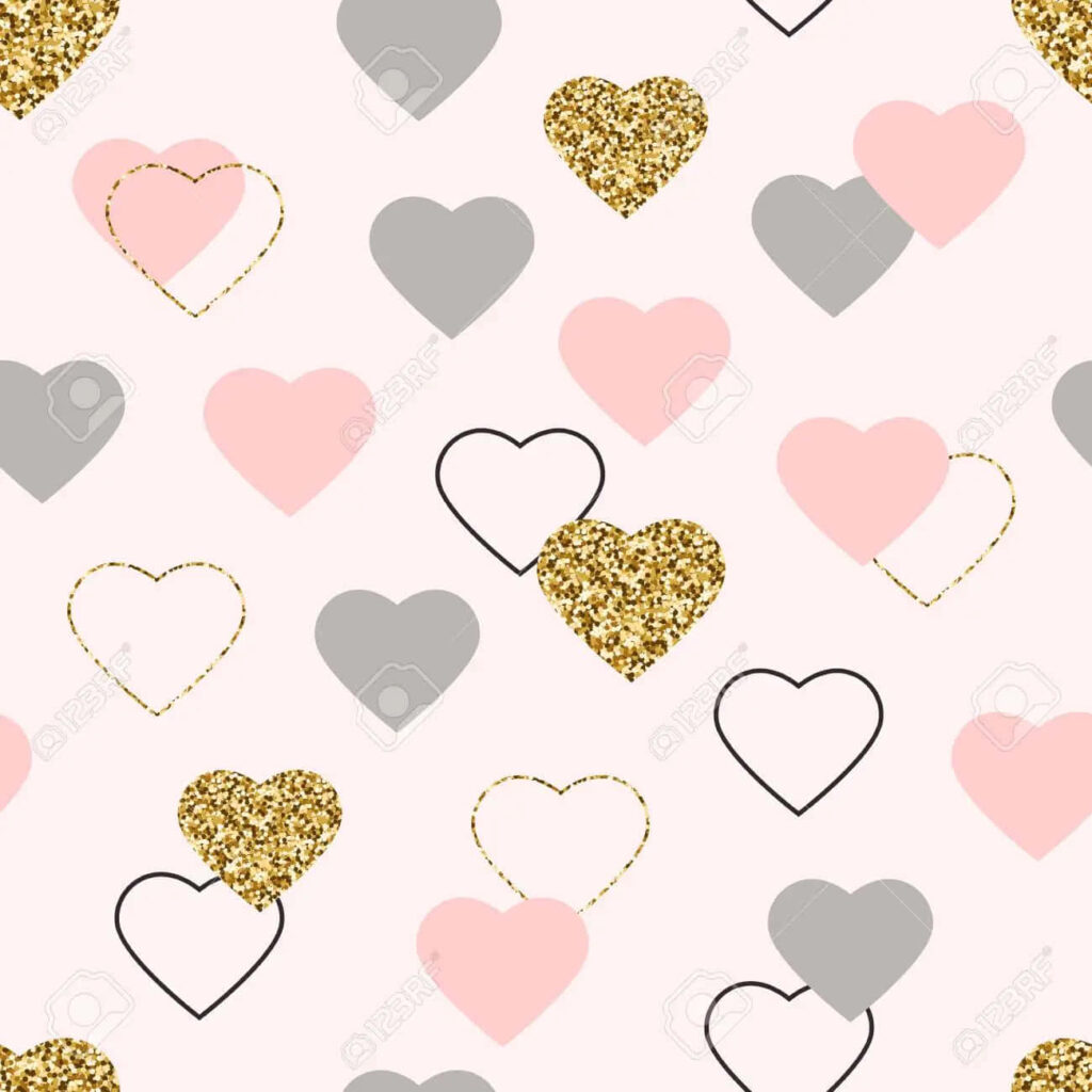 Charming Pink and Gold Glitter Heart Wallpaper Background Design