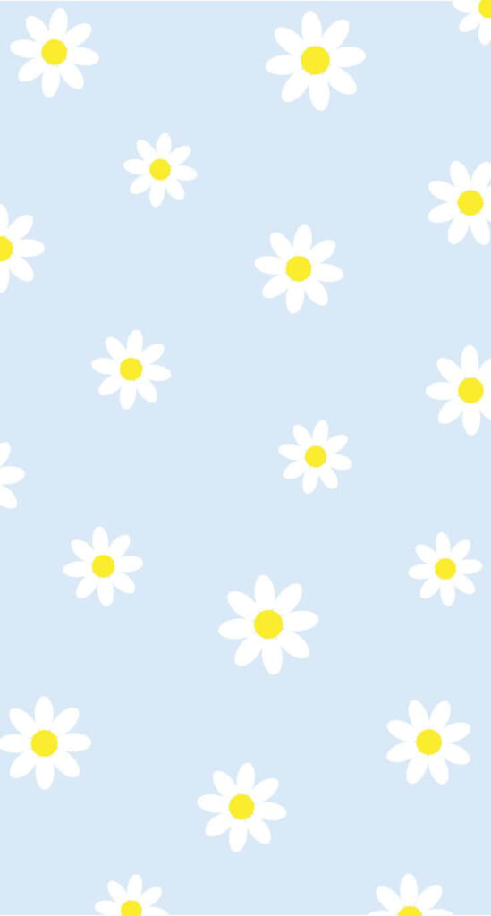 Charming Daisy Pattern Wallpaper on Soft Blue Background