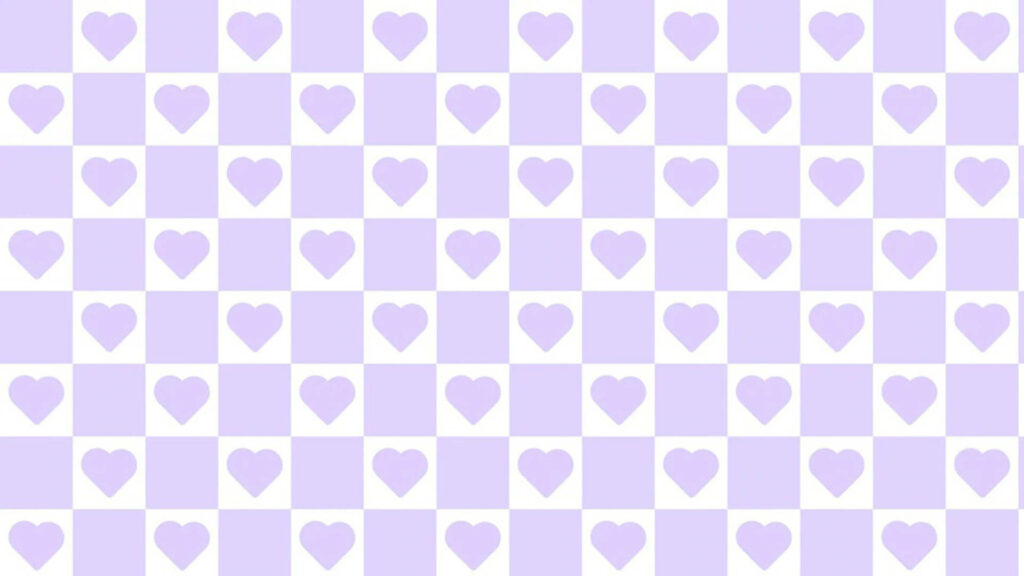 Charming Purple Pastel Checkerboard Wallpaper with Hearts