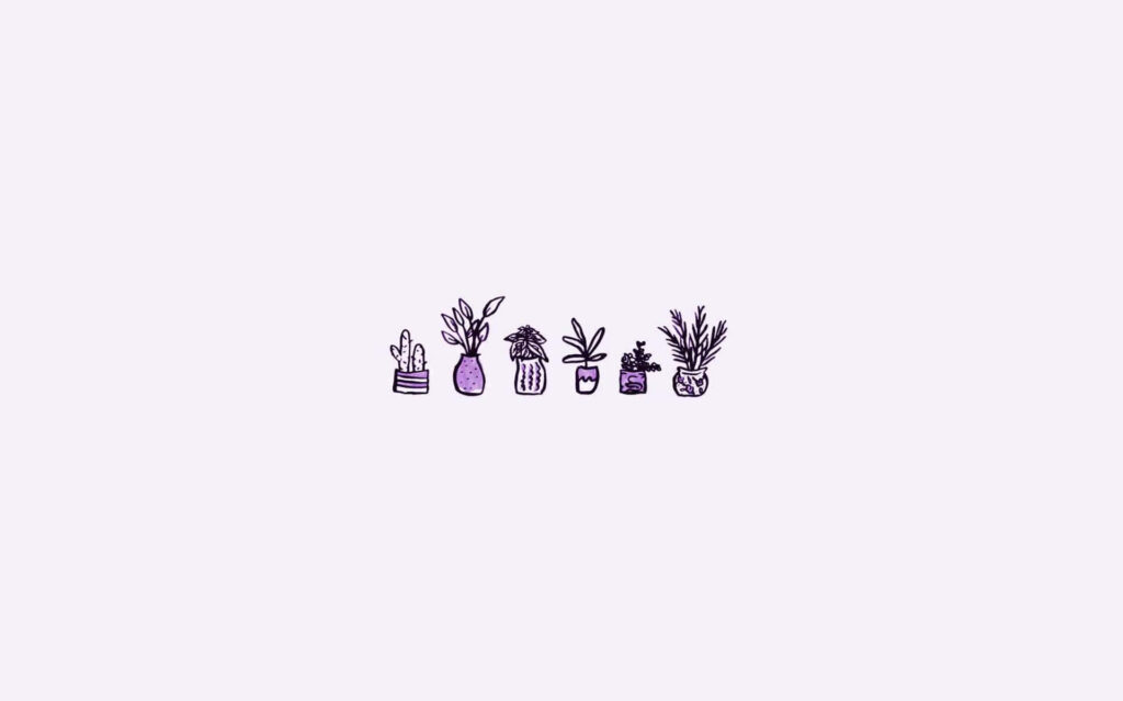 Charming Purple Plant Drawing Minimalist Wallpaper Background