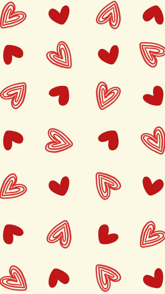 Charming Red Hearts Wallpaper on Soft Cream Background