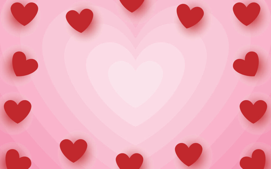 Charming Red Hearts Wallpaper on Soft Pink Gradient Background