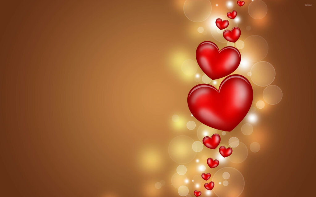 Charming Red Heart Wallpaper: Romantic Gradient with Bokeh Lights