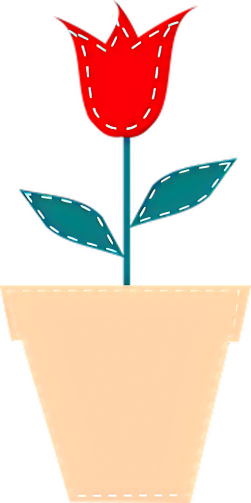Charming Red Tulip Vector Illustration in Stitched Beige Pot Design Wallpaper