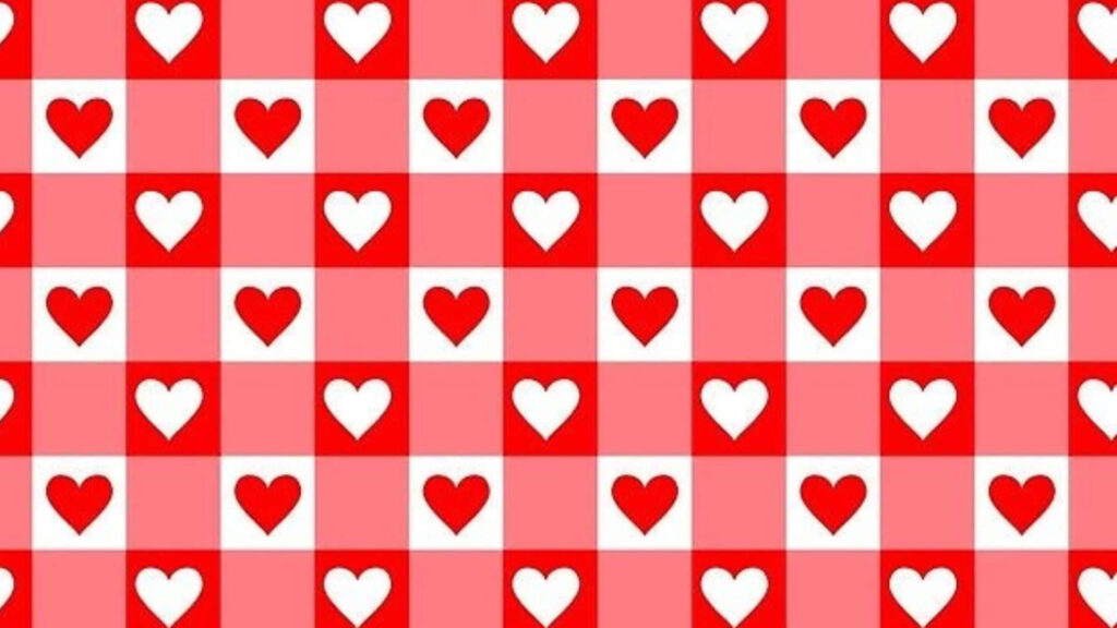 Charming Red & White Gingham Heart Wallpaper for Valentine's Day