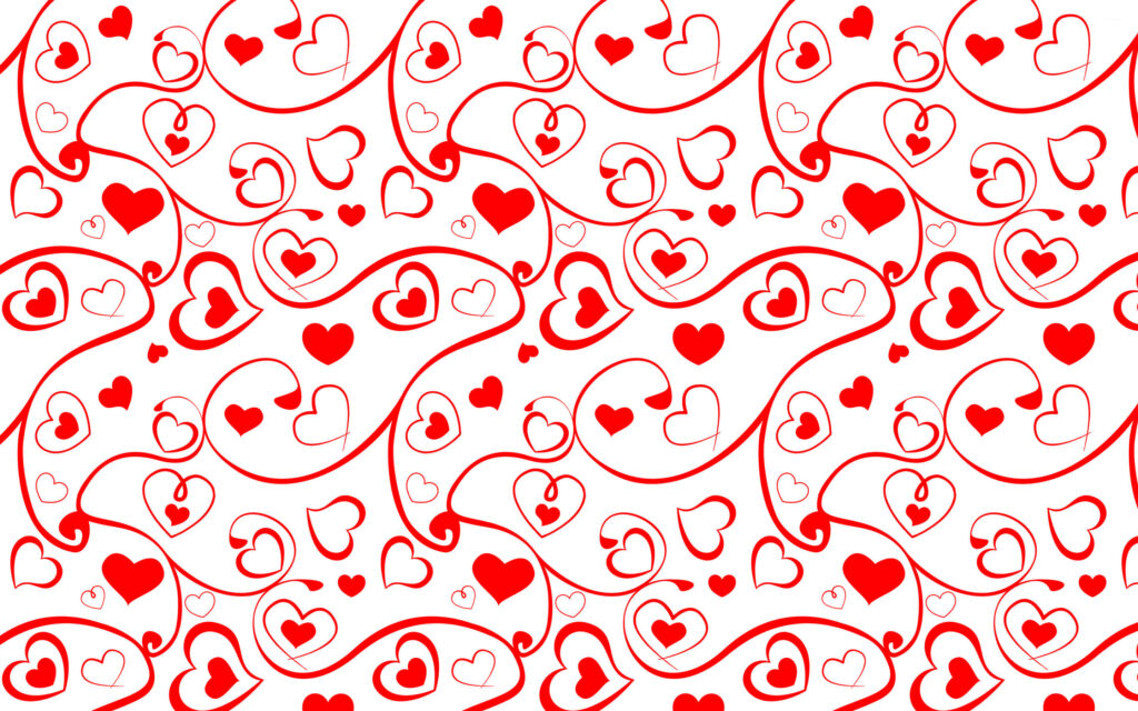 Charming Red & White Heart Wallpaper: Elegant Love Design Background