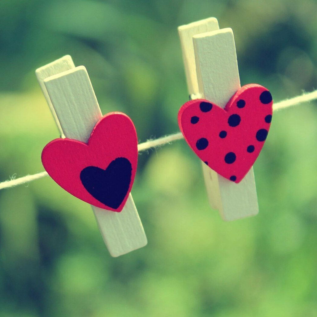 Charming Red Hearts Wallpaper for WhatsApp DP - Green Background