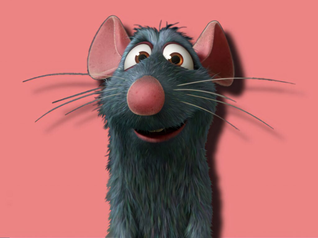Charming Remy Wallpaper: Lovable Rat on Soft Pink Background