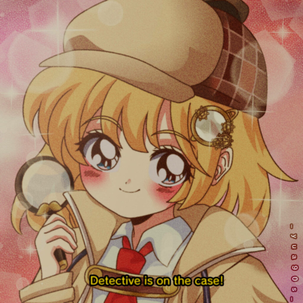 Charming Retro Anime Wallpaper: Amelia Watson in Detective Style