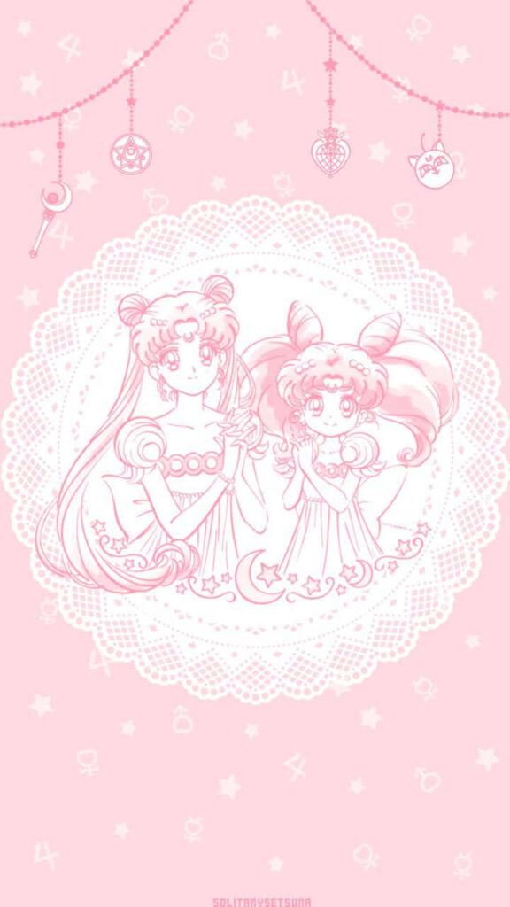 Charming Sailor Moon Chibi Wallpaper with Celestial Artistry