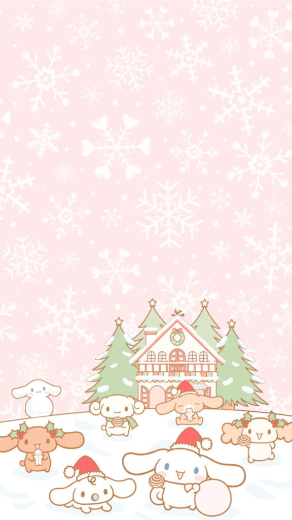 Charming Sanrio Characters Celebrate Christmas in Festive Wallpaper