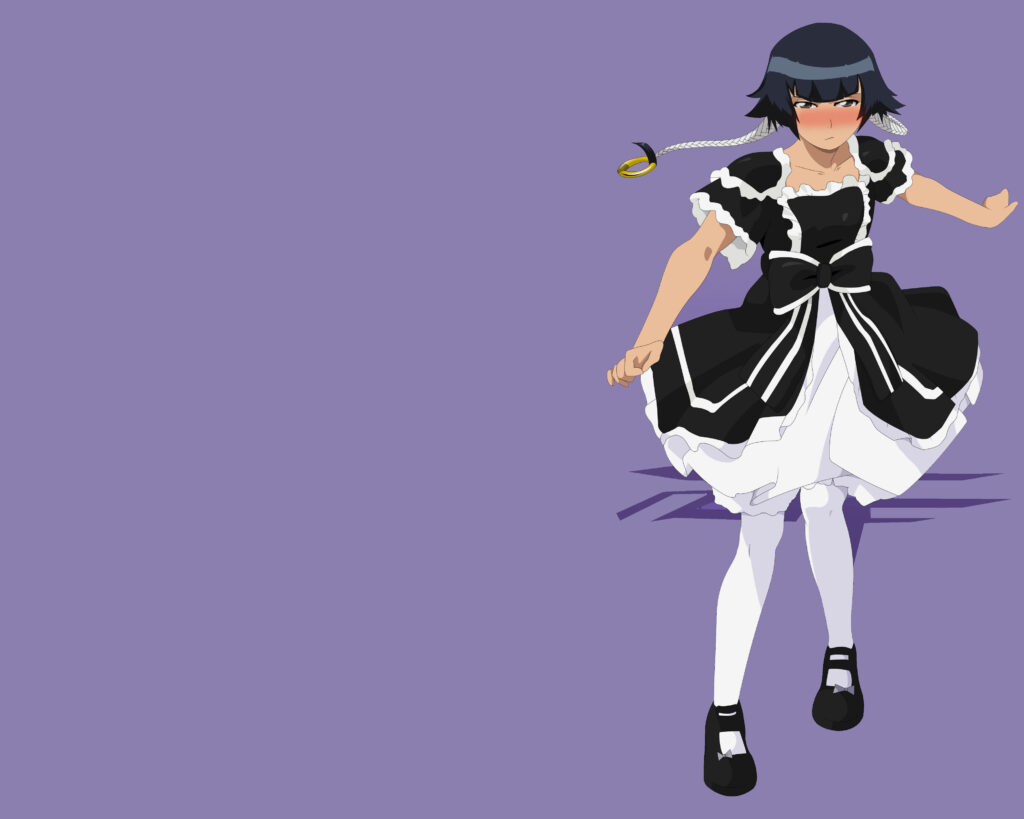 Charming Maid Character in 4K Ultra HD Against Purple Background Wallpaper