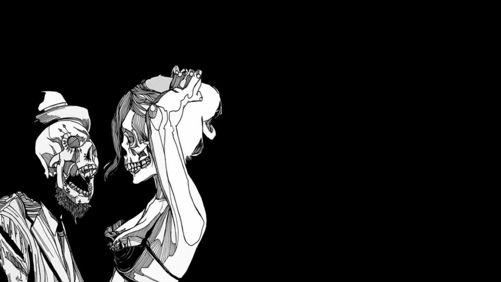 Charming Skeletal Wedding Couple iPhone Wallpaper - Playful Romance