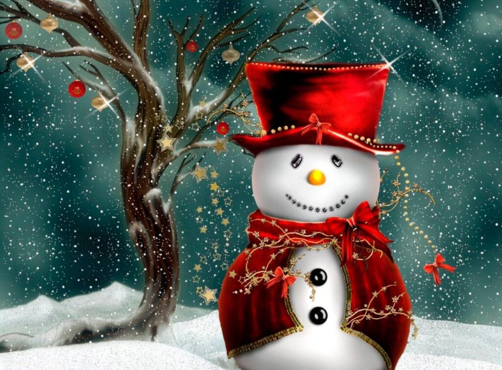 Charming Snowman Wallpaper: Festive Winter Wonderland Scene