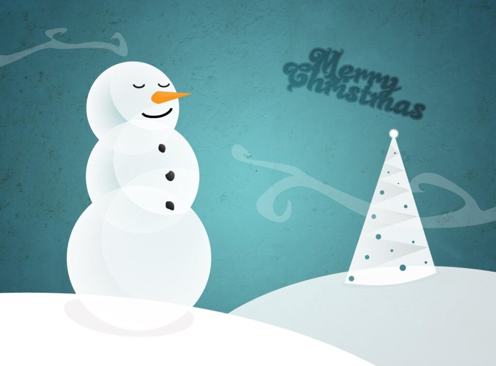 Minimalist Snowman & Christmas Tree Wallpaper for Holiday Cheer