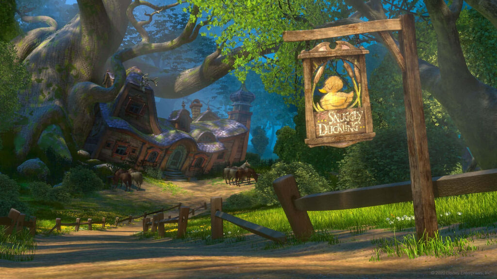 Charming Snuggly Duckling Pub Virtual Wallpaper in Lush Forest