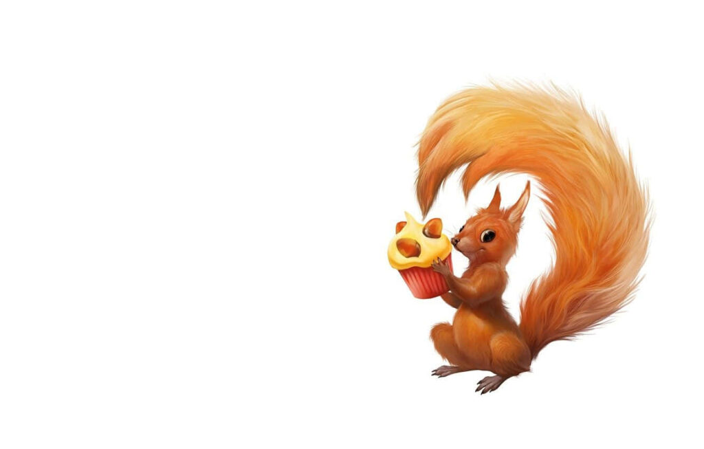 Charming Squirrel with Cupcake Wallpaper - Whimsical Fun Background