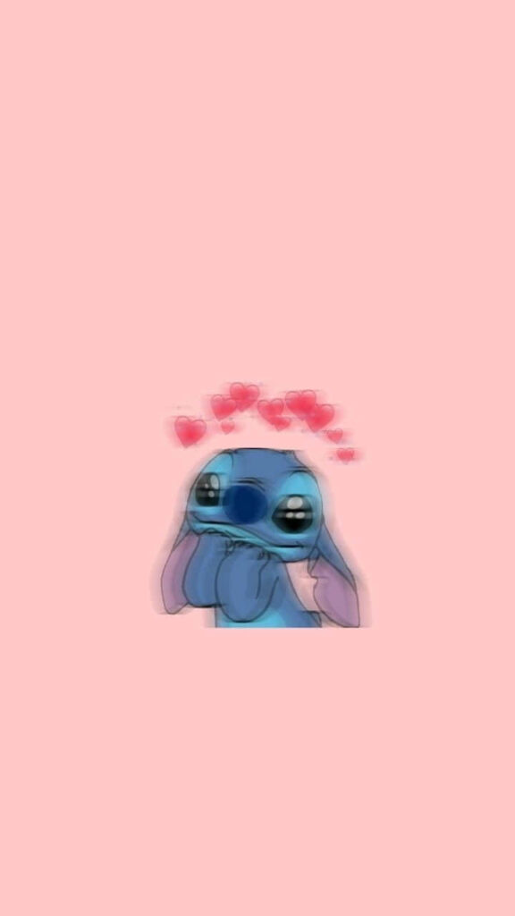Charming Stitch Aesthetic Wallpaper with Soft Pink Background