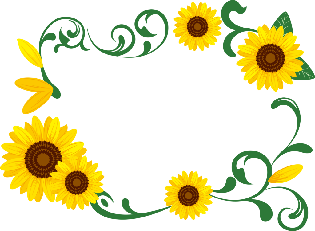 Vibrant Sunflower Frame Wallpaper: Cheerful Yellow & Green Background