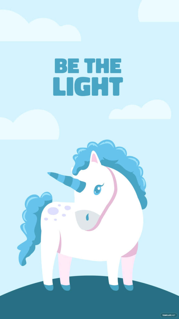 Charming Teal Unicorn iPhone Wallpaper: Be the Light Design