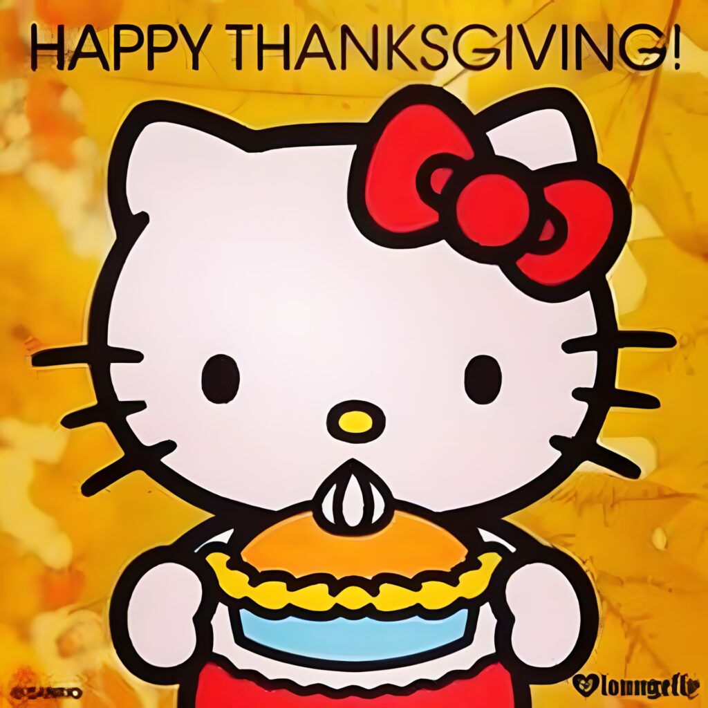 Charming Hello Kitty Thanksgiving Wallpaper with Pumpkin Pie