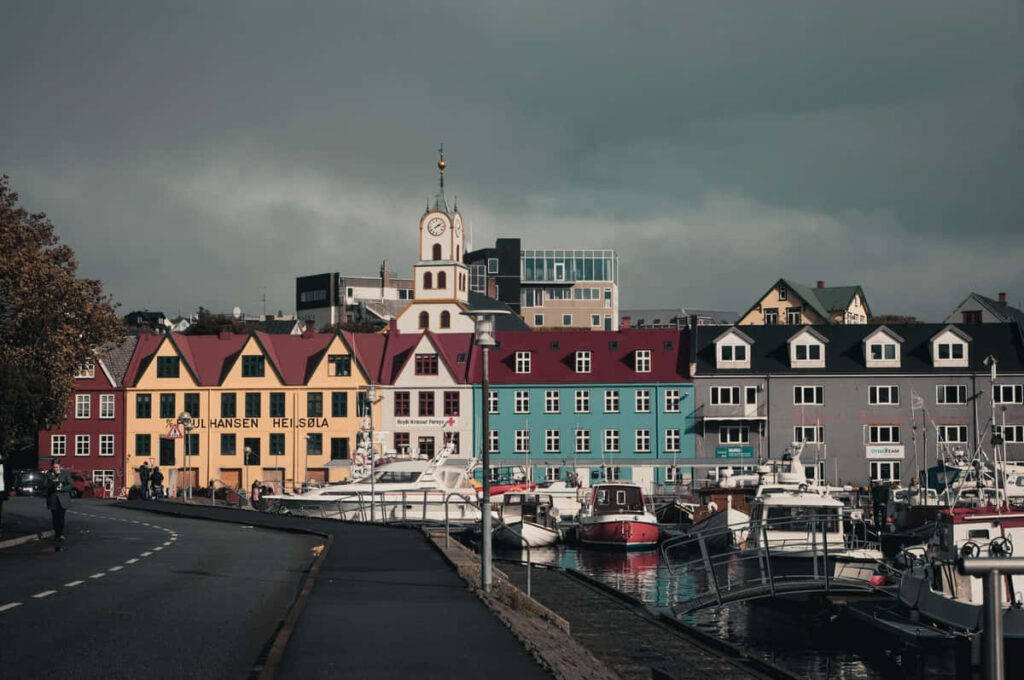 Colorful Tórshavn Houses Wallpaper: Charming Waterfront Views