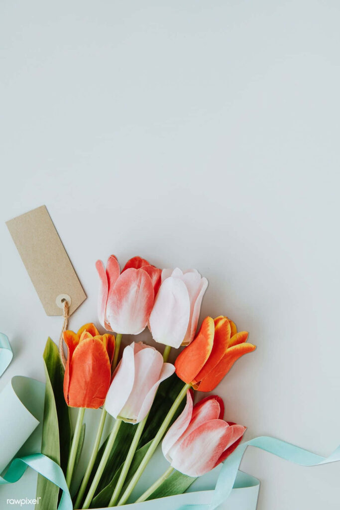 Vibrant Tulip Bouquet Wallpaper: Red, Orange & Pink Floral Design