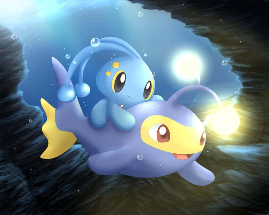 Charming Manaphy and Lanturn Underwater Adventure Scene Wallpaper