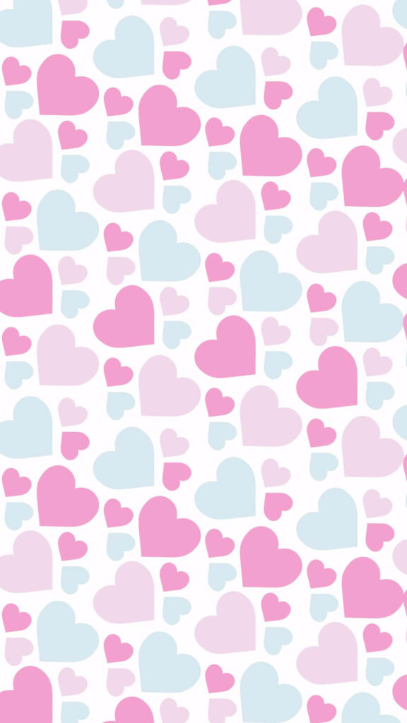 Charming VSCO-Style Pink & Blue Heart Wallpaper Background