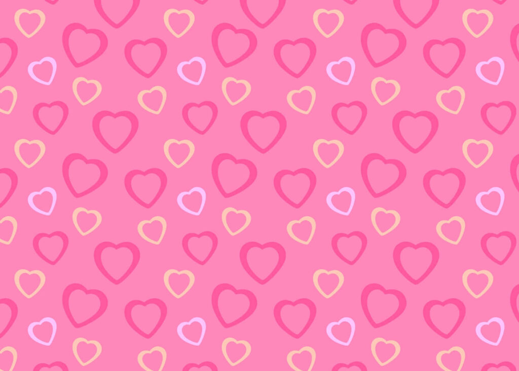 Romantic Valentine’s Day Wallpaper: Heart Outlines in Soft Pink