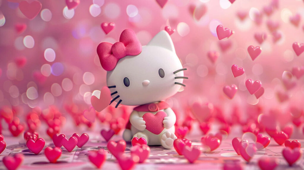 Whimsical Valentine's Day Wallpaper: Cute Character & Hearts