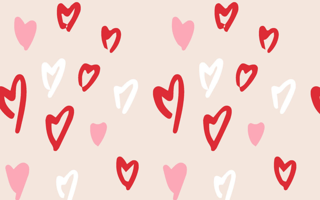 Charming Valentine’s Day Wallpaper: Hand-Drawn Hearts on Beige