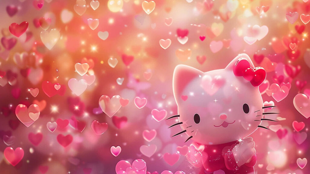 Charming Character with Heart Background - Perfect for Valentine's Decor Wallpaper