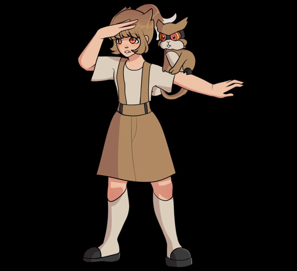 Charming Girl and Patrat Adventure Wallpaper - Nostalgic Illustration
