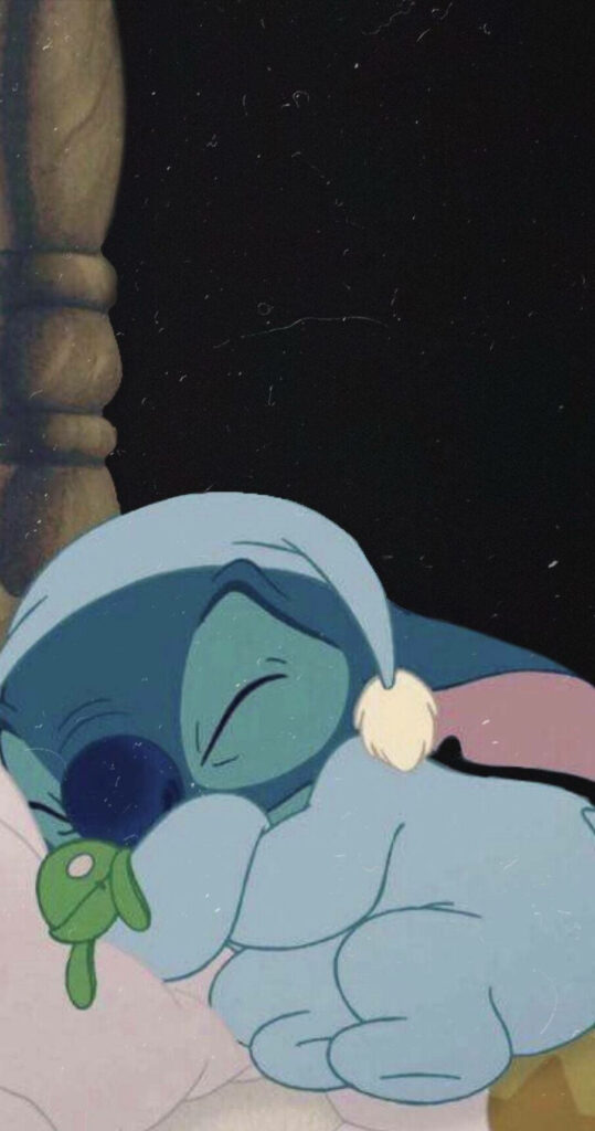 Sleepy Blue Creature Wallpaper: Cozy Galaxy Dreamscape