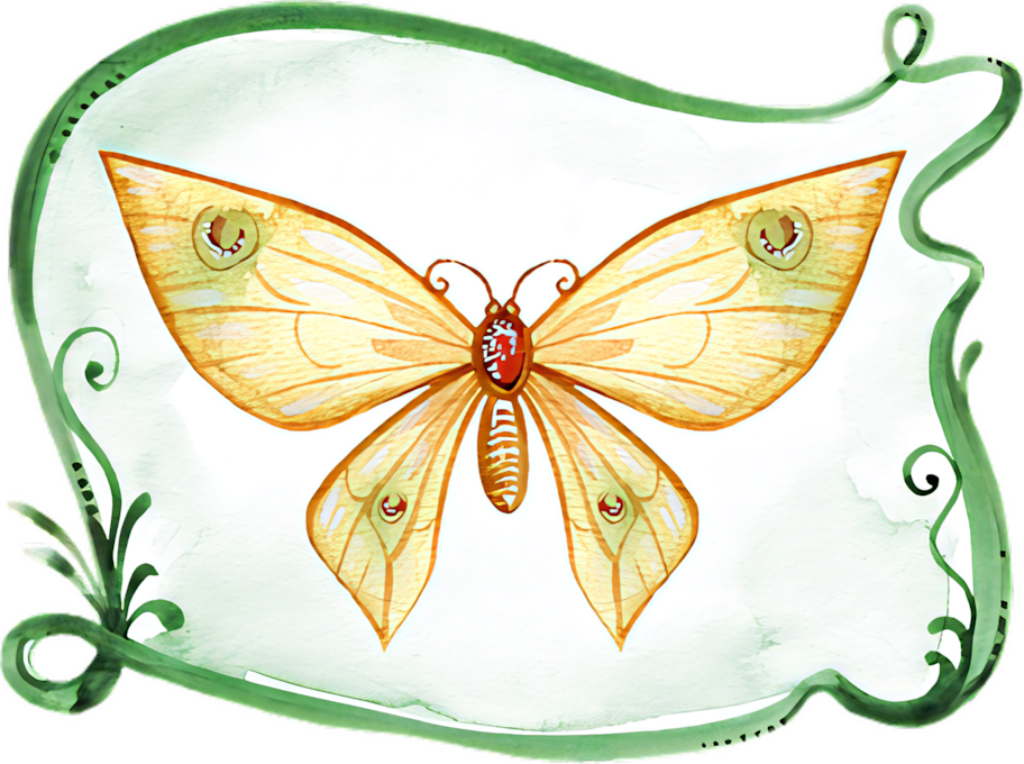 Charming Watercolor Butterfly Wallpaper with Green Artistic Border