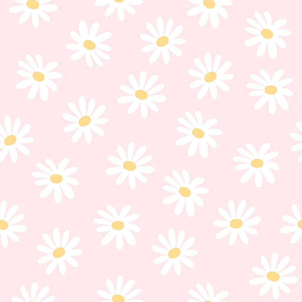 Charming White Daisy Floral Wallpaper on Soft Pink Background