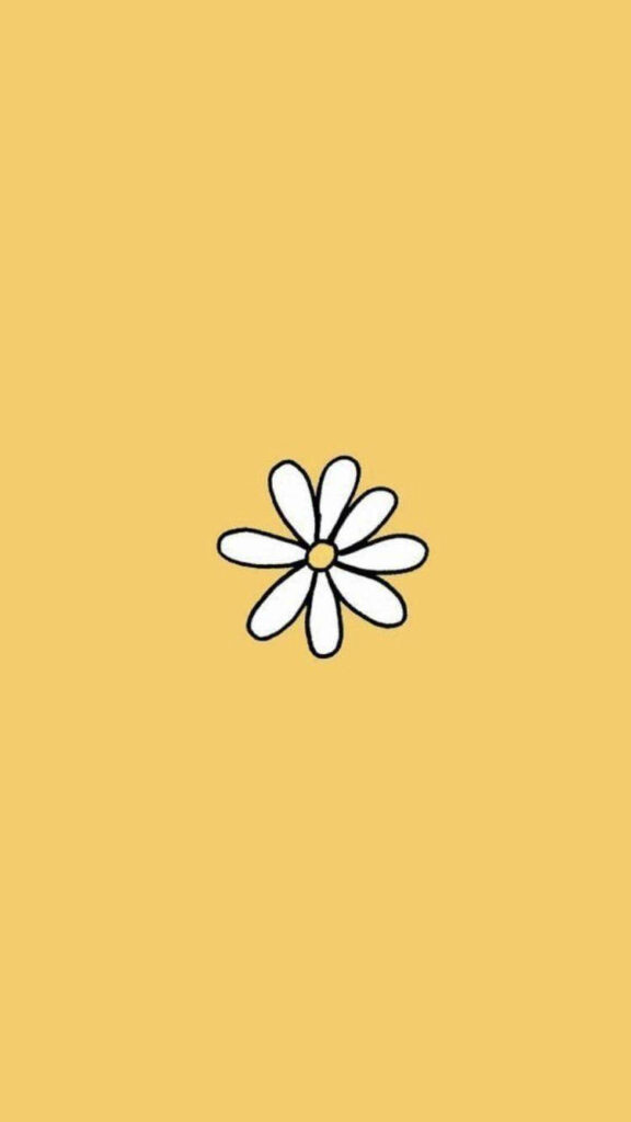 Charming White Daisy Wallpaper on Soft Yellow - Cute Phone Background