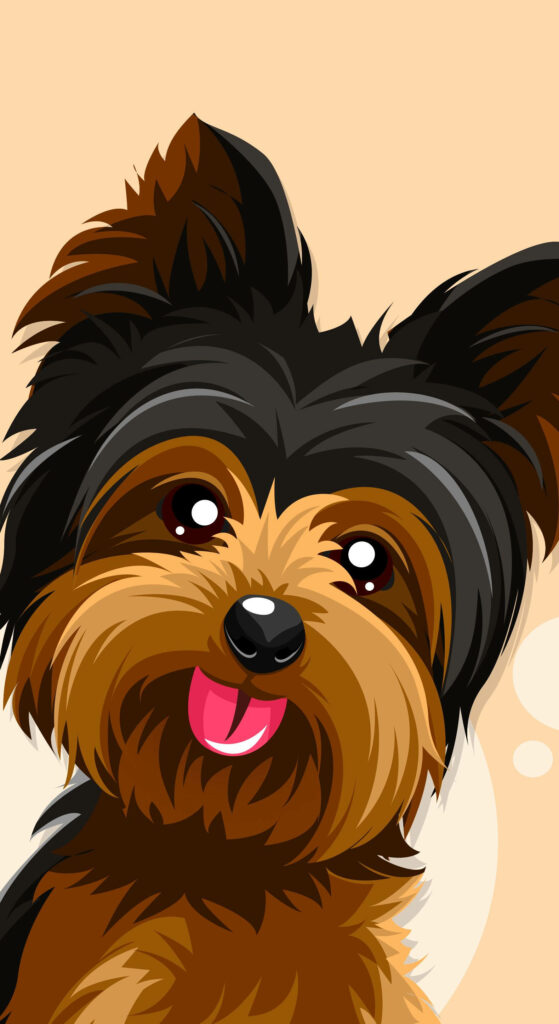 Yorkshire Terrier Close-Up Art Wallpaper: Playful & Charming Design
