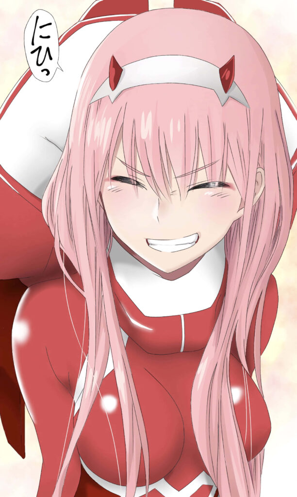 Charming Zero Two Wallpaper: Vibrant Anime Background from *Darling in the Franxx*