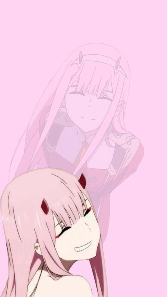 Charming Zero Two Wallpaper: Playful Anime Darling in the Franxx