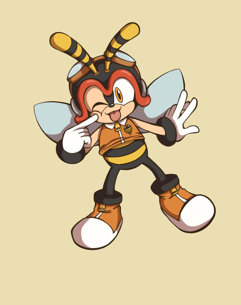Charmy Bee Sonic wallpaper cheerful yellow black cartoon hero minimalist beige background