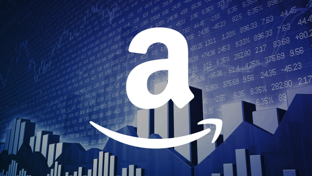 Blue Stock Market Symphony: Amazon's Rise to the Top Wallpaper