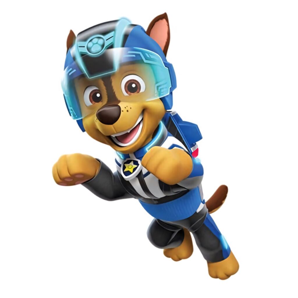 Chase from Paw Patrol in blue police uniform and helmet vibrant animated wallpaper background