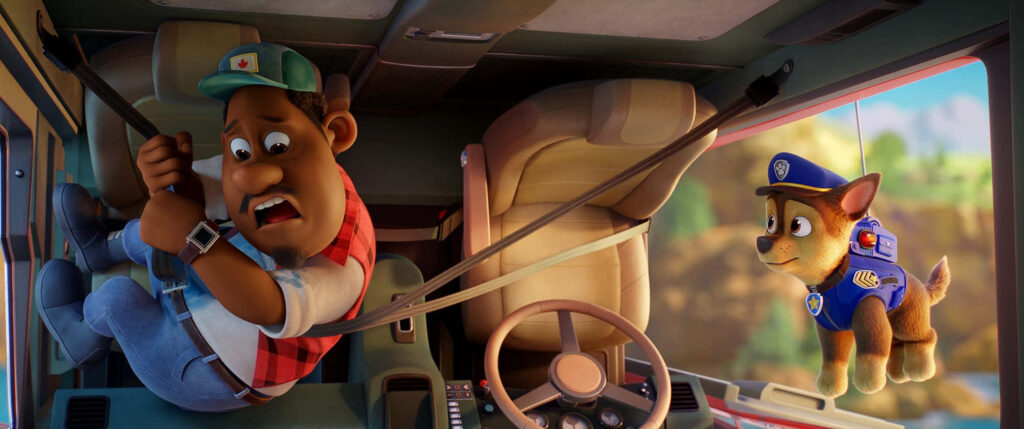 Chase to the Rescue: A Thrilling Wallpaper of Paw Patrol The Movie's Trucker Rescue Scene